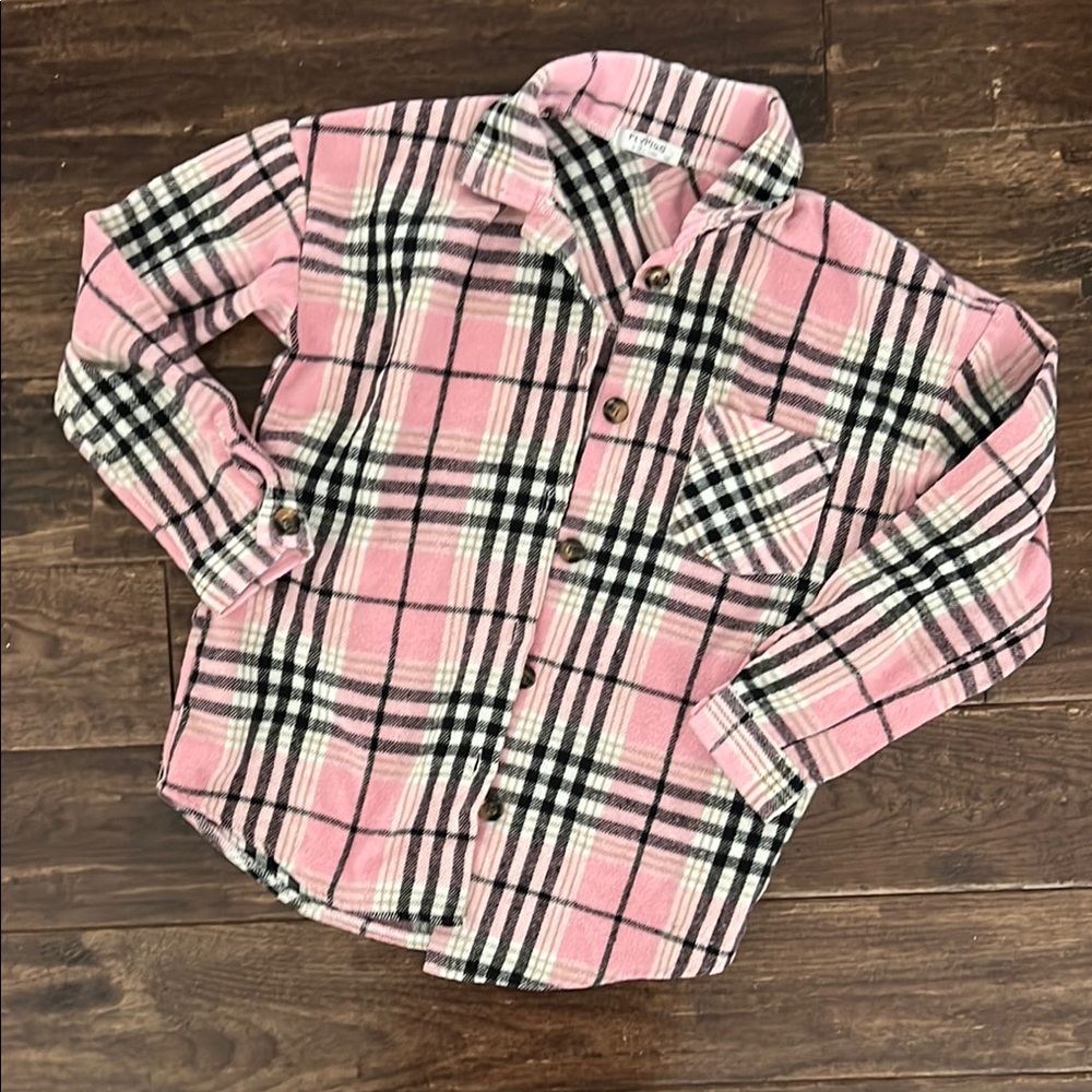 Pink Plaid Kids Shacket